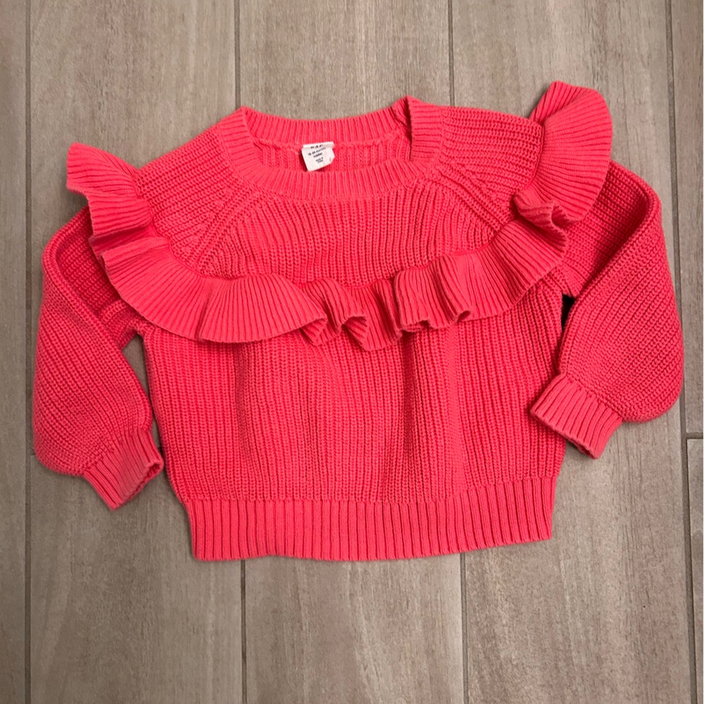 Little girls  Pink Ruffle Sweater 18-24m